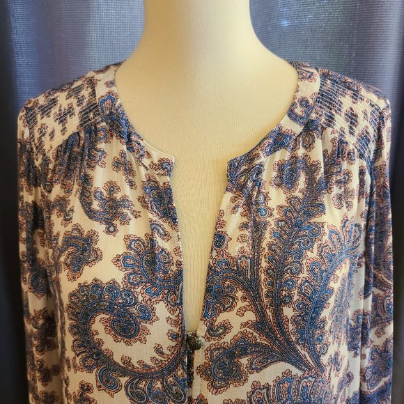 NWT Luck Brand Paisley Button Front Blouse - Picture 6 of 12